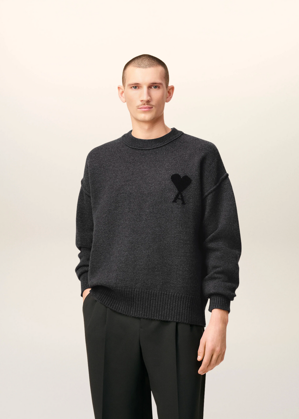 PULL GRIS COL ROND AMl